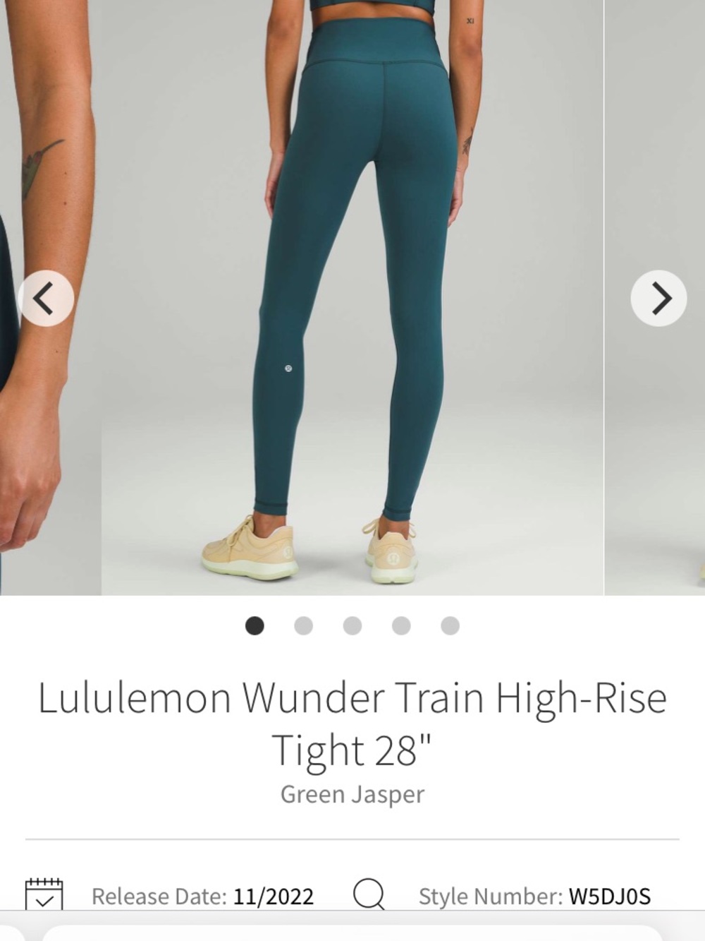 Lululemon green Jasper Wunder train Legging 2 28” everlux high rise